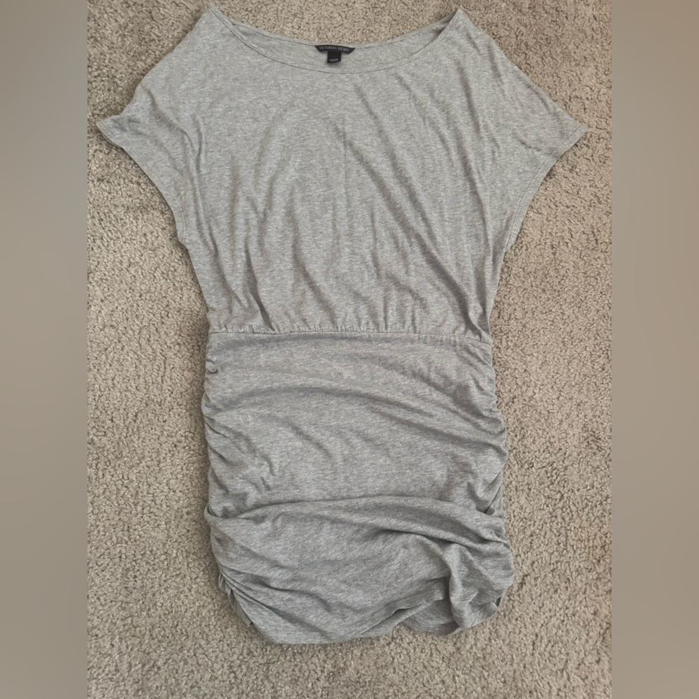 Light Gray Strapless Ruched Bodice Dress